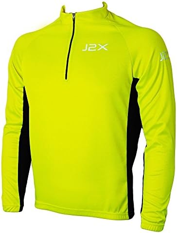 J2X Fitness Velocity 1/4 Zip Hi Viz High Visibility Long Sleeve Cycling Jersey Top XL / 44-46" Chest