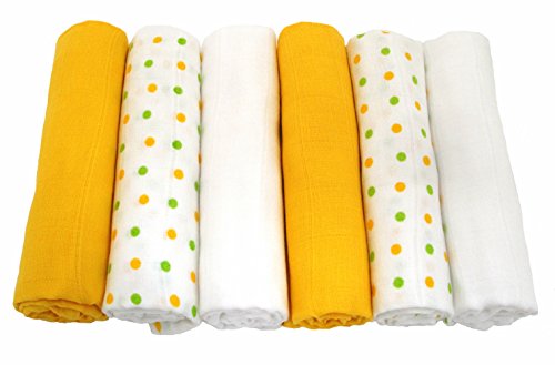 Muslinz Unisex Mix Baby Muslin Squares (Pack of 6, Yellow)