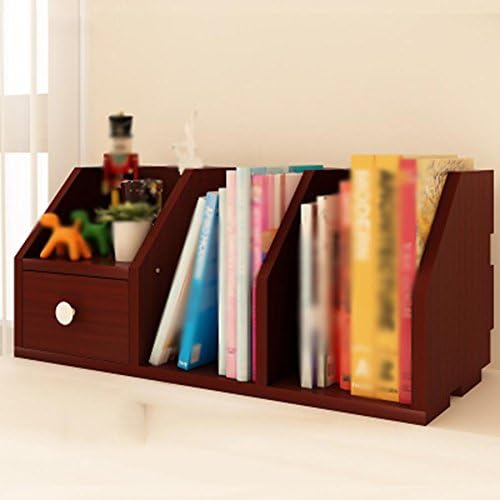 Figtingeagle Multifunctional Bookshelf for students Mini Bookshelf Office desktop two-storey small racks , red walnut