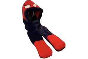 FASHION YO Kids Spider Man Elsa Winter Beanie Hat Scarf for 2-10 Years Old Boys Girls.Outdoor Warm Fleece Lined Thermal Knit Fluffy Pom