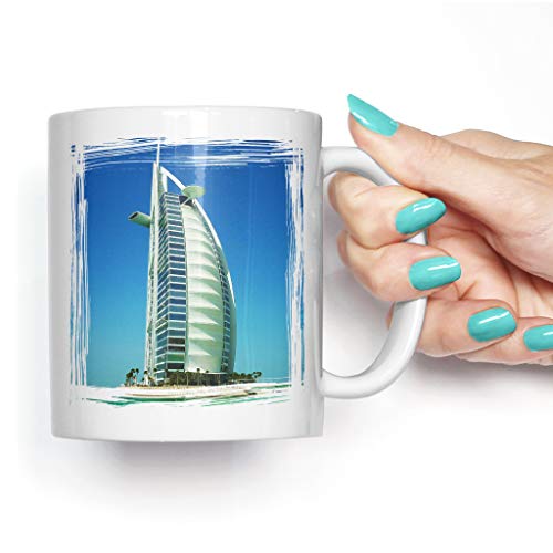 Big Box Art Ceramic Coffee Mug with The Burj al Arab Dubai Art Design Print| Artistic Kitchen Décor | Standard Soup or Tea Cup with Artwork Image, White, 11oz