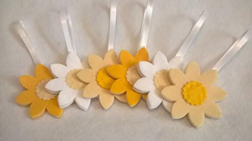 Easter Tree Decorations, Spring Daffodil, Yellow Felt Flowers, Hanging Spring Summer Home Decor, (Yellow, 6 pack) Great as Easter Gifts. Perfect Decor Accessories For Twig Tree Or New Home Gift.