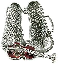 RETRO CHARMS: Vintage Finished Sterling Silver 925 Opening Violin In Case Charm Reveals An Enamelled Violin V191