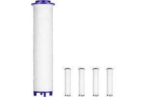 Woukksy 5 sztuk wymiennych wkładów filtrujących do głowicy prysznicowej, bawełniany filtr do słuchawki prysznicowej, zmiękcza twardą wodę, usuwa chlor i fluor (8 x 2,4 cm)