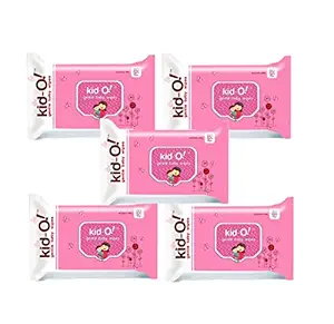 Kido Gentle Baby Wet Wipes with Aloe Vera, 15 cm x 20 cm, Combo of 5 (Kido Pink, 80 * 5=400 Count)