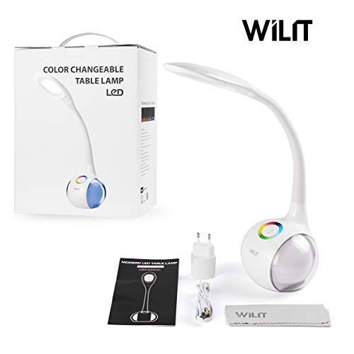 WILIT® HZ T3 5W dimmbare LED Schreibtischlampe/Atmosphärenlampe mit Schwanenhals und Touchfeld für Farblicht und 3 Helligkeitsstufen, weiß - 7