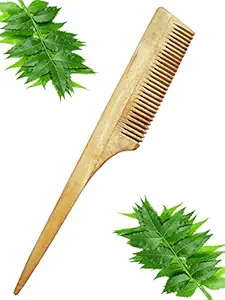 Evana Handcraft Pure Neem Wood Comb with Handle | Anti dandruff | Hair Growth | Model 6 | Anti Bacterial | Men/Women/Kids