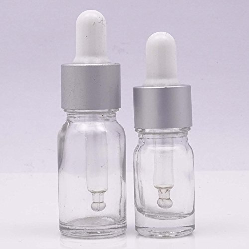 MT Bottles & Jars 12 Stück x Leer Klarglas Augentropfflasche Aromatherapie Großhandel Ätherische Öl Pipette Tropfflaschen mit Silberkuppe