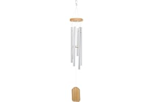 Bezavea Wind Chimes Outdoor, Pine Wood 6 Aluminum Tubes Wind Chimes, Garden Wind Chime with Natural Relaxing Soothing Sound, Wind Chimes for Garden Patio Backyard Home Decor