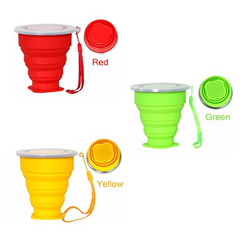 SSFW 300ML Faltbare Reise becher – 100% Food-grade Silikon Tasse für Camping Reisen und Wandern (3cups-3colours) - 2