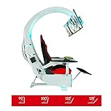 Chaise De Jeu Chaises De Bureau Chaise D'ordinateur De Bureau Inclinable Avec Support Lombaire Chaises Vidéos Réglables Pour La Course Chaise Ergonomique Inclinable En PC Avec Repose-Pieds,Blanc