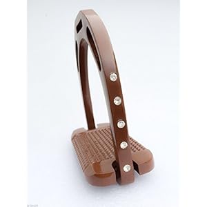 NEU!!! Aluminium Alu jin Steigbügel Stirrups braun glänzend mit Strass, 12cm breit, leicht