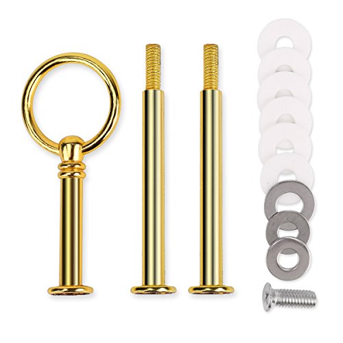 10 x Rund Golden mini Metallstangen Mittellochausstech für 2 bis 3 Etage Etagere Etagenplatte Hochzeitstorte Tortenständer 21cm - 5