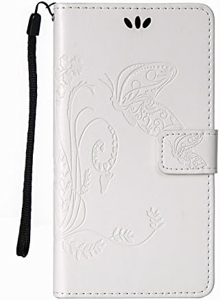 Samsung Galaxy Core Plus G350 Flip Wallet Leather Case Cover with Credit Card Slots, Stand Function with Wrist Strap for Samsung Galaxy Core Plus G350 White (4.3 inch)