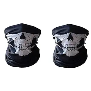 SHAFIRE Skull Face Mask Seamless Skull Face Tube Mask Dust proof windshield mask Black Seamless Skull Face Tube Mask Elastic mask Set of 2