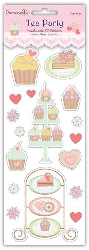 Tea Party 3d Stickers - Cupcakes, with Jewels