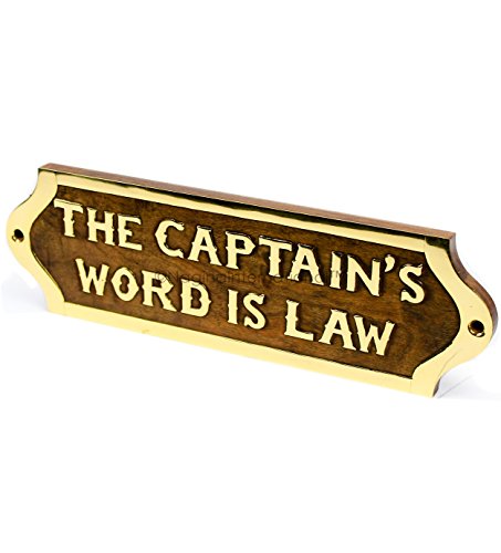 Nagina International Captain's Word Is Law Hand Crafted Wooden Sign Board | Wood Plaque | Nautical Maritime Wall Decor