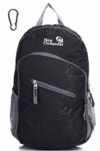 Outlander Packable práctico ligero viaje senderismo Gear Mochila Daypack, negro