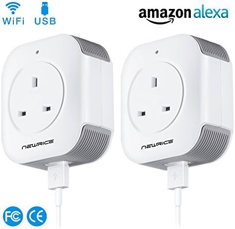 WiFi Smart Plug, MEAMOR Wireless Smart Socket Outlet ,USB Port, Works with Amazon Alexa, Timing Function, No Hub Required ,Remote Control Your Devices Anywhere (UK Plug) (2Pack)