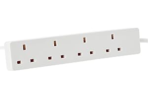 pro elec 5 m 4 Gang Power Strip Extension Cord Mains Plug - White