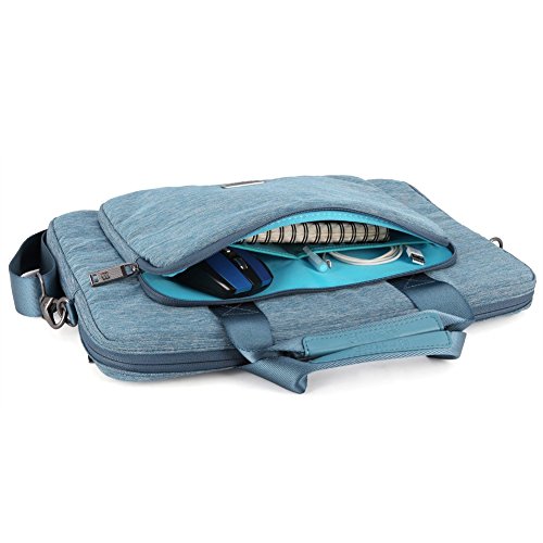 Laptophülle, Evecase 15.6 Zoll Universal Neoprene Gepolsterte Notebook Briefcase Laptop Schutzhülle mit Anzug-Gewebe / Ablösbaren Träger / Handgriff / Frontfach / Zubehörfächer für Lenovo Asus Acer HP – Himmelblau - 5