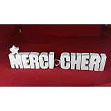 Beton, Steinguss Buchstaben 3 D Deko Schriftzug Namen MERCI CHERI als Geschenk verpackt! Ein ausgefallenes Geschenk als Deko Schriftzug für einen schönen Platz im Home.