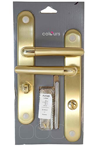 Preisvergleich Produktbild FUEKO Türgriff-Set aus poliertem Messing, goldfarben, seidenmatt
