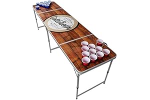 BEERCUP-CLASSICS Beercup Table Pong à bière - Ensemble de Pong à bière pour Jeux de fête - Table Beerpong Pliable et réglable en Hauteur - Table à bière avec Porte-gobelets Rouges - Table de Pong étanche