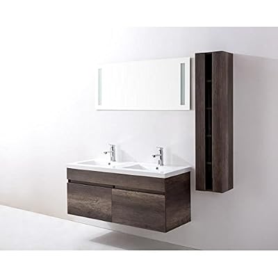Générique ALBAN Salle de bain complete double vasque 120 cm - Décor bois wengé
