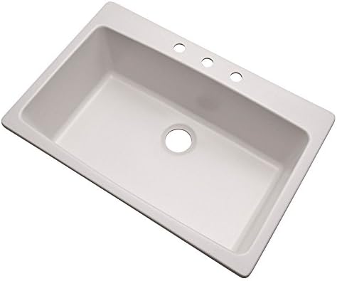 Dekor Sinks 70300Q Northampton Composite Granite Single Bowl Kitchen Sink with Three Holes, 33", Soft White