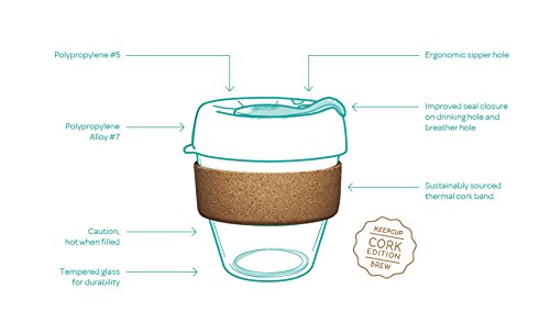 KeepCup 8 Oz klein Soda Lime gehärtetem Glas Thermobecher, Kork/weich anthrazit - 2