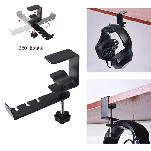 Preisvergleich Produktbild Hengzi Kopfhörerstandhalterung 360 ° drehbare Metall-Ohrhörerhaken verstellbare Klemme