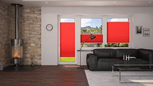 DecoProfi PLISSEE rot, verspannt, Breite 50cm x 130cm (max. Gesamthöhe Fensterflügel), mit Klemmträger / Klemmfix / ohne Bohren - 6