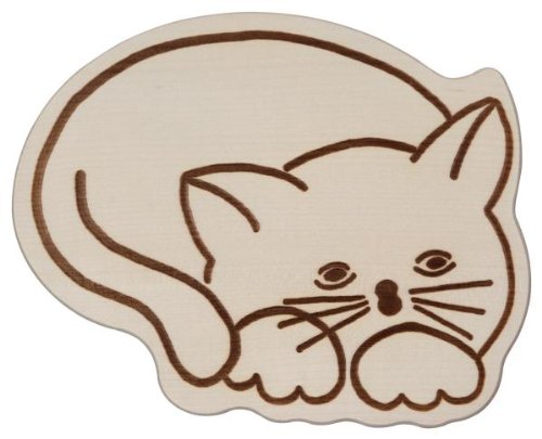 Hofmeister Holzwaren Kinder Schneidbrett, unverleimt, Brettchen mit Tiermotiv KATZE, aus Ahorn-Holz 12205