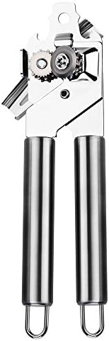 Vanghon Kitchen Can Opener Heavy Duty Manual Smooth Edge Bottle Tin Opener with Ultra Sharp Blade and Strong Handle Easy to Open, 304 Stainless Steel Brushed Finished