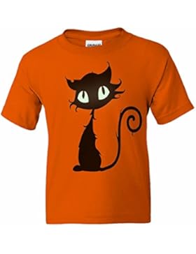 Per bambini da strega gatto Glow-in-the-dark Occhi maglietta 3–13anni