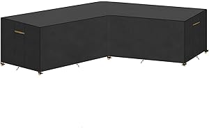 VANSHEIM Pokrowiec w kształcie litery V na meble tarasowe, pokrowiec na sofę narożną, wodoszczelny, pyłoszczelny, odporny na promieniowanie UV, do dużych obciążeń, Oxford do zestawu wypoczynkowego, 255 x 255 x 87/80 cm