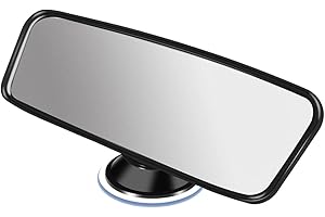 TIHOOK 200 x 60 mm Rückspiegel, Universal Innenspiegel mit Starker Saugnapf, Weitwinkelverstellbar 360° Drehbare Fahrlehrer Prüfer Spiegel Autoinnenspiegel für Auto, SUV, CRV, Vans, Trucks