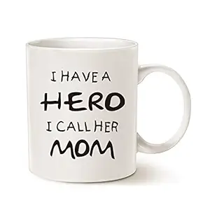MAUAG Mothers Day Christmas Gifts for Mom Coffee Mug, I Have a Hero I Call Her Mom Funny Best Mother's Day and Birthday Gifts for Mom Mother Cup, White 11 Oz