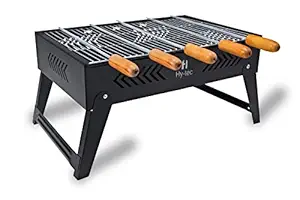 H Hy-tec (Device) HYBB - Blaze Foldable Charcoal Barbeque Grill with 5 Skewers (Stellar Black)