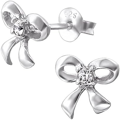Laimons Ladies’ Earrings Ladies’ Jewellery bow tie glossy zirconia 925 Sterling silver