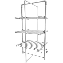 Leogreen - Sèche-Linge Electrique, Séchoir à Vêtements, 3 étagères, Blanc, Dimensions du Produit replié: 143 x 72 x 9 cm, Longueur du câble: 1,2 m