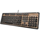 Retro Classic Elwood - USB Luxury Vintage Backlit Mechanical Keyboard (Blue Switch, Walnut Wood Surface, Zinc Alloy Frame)(UK Layout)