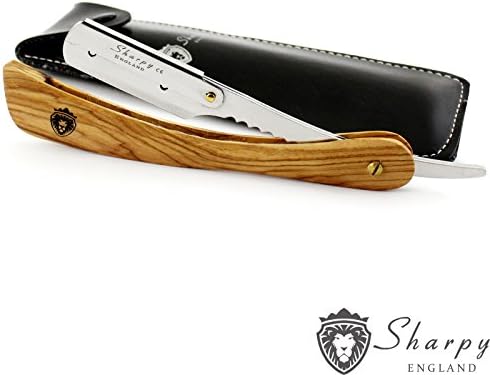 Professional Straight Cut Throat Shavette Barber Razor With Pure Wood Handle - Comes with a Razor Pouch (Blades Not Included)