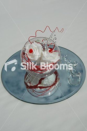 Small Fishbowl Table Arrangement - Red &amp; White Crystal Roses