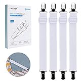 Luxbon 4pcs Réglable Attache Drap Housse élastiques Drap de Lit Bretelles Gripper Support Clip Sangles avec Pinces en métal - Blanc