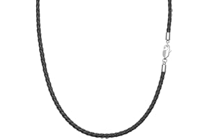 Viwind Lederkette Geflochten Kunstleder Halskette Edelstahl Verschluss 3mm breit Damen Herren Kette für Anhänger charm 45-60cm wählbar DIY Lederschnur