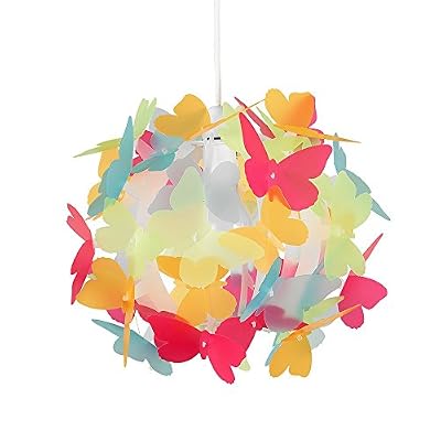 MiniSun Abat-Jour Abat Jour pour Lustre ou Suspension, Boule au Papillons Multicolore. Parfait pour enfants Ou Décor contemporain, Pour Douille de 28mm ou 42mm