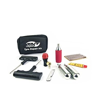 TNTOR Kit Réparation Tubeless à Mèche et Cartouche d'Air Comprime