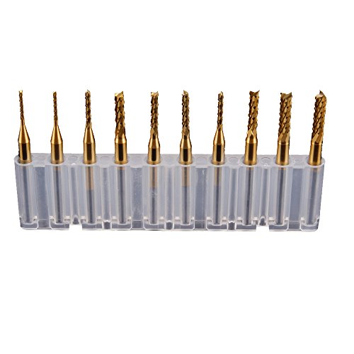 10 Stücke 3,175mm Schaftdurchmesser 1,0 1,5 2,0 2,5 3,0 mm Schneidendurchmesser CNC-Fräser Bit Titanium-Beschichtung